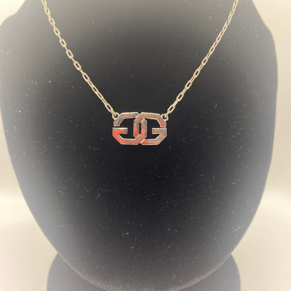 Givenchy GG Logo Vintage Silver Tone Necklace 15”